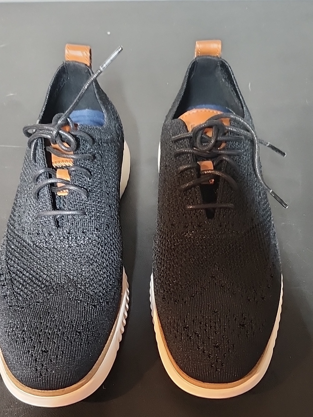 Cole Haan Wingtip Oxfords Men's Black Knit Lace-Up Casual Sneakers